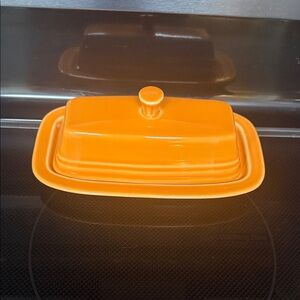 Fiestaware Tangerine Ceramic Butter Dish - Classic Covered Butter Keeper